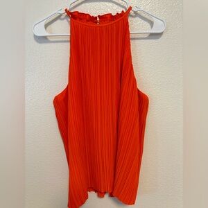 Ann Taylor | Pleated Halter Top | Orange | Medium | New With Tags